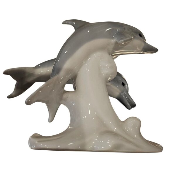 Otagiri Porcelain Gray Dolphins White Wave Figurine Figure Made in Japan Vintage - Picture 6 of 10